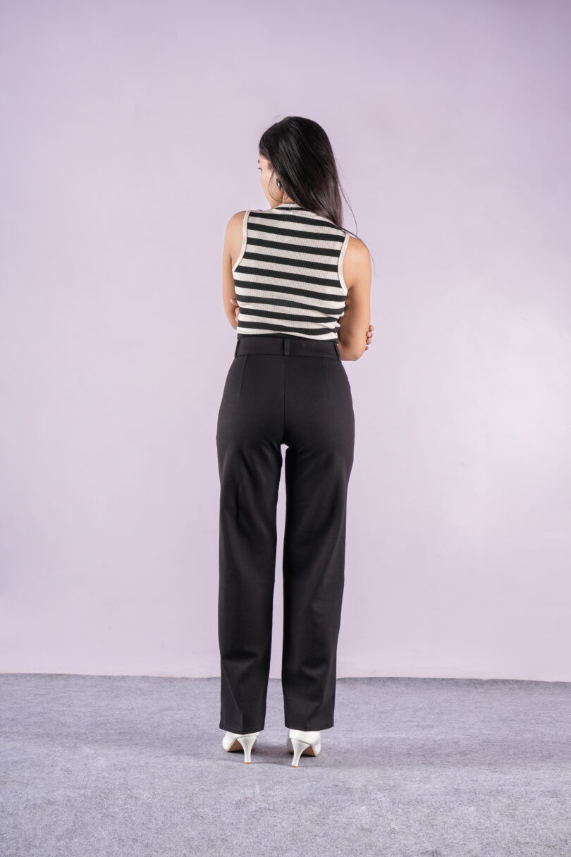 Essential Black High-Waist Straight-Leg Trousers - Image 4