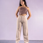 Beige High-Rise Flowy Tailored Trousers