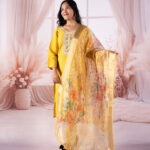 Sunshine Bloom Embroidered Kurta Set with Printed Dupatta