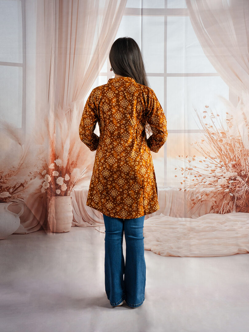 Amber Boho Print A-Line Kurti with Bootcut Jeans - Image 3