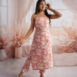 Blush Blossom Sleeveless Floral Kurti Set for Girls
