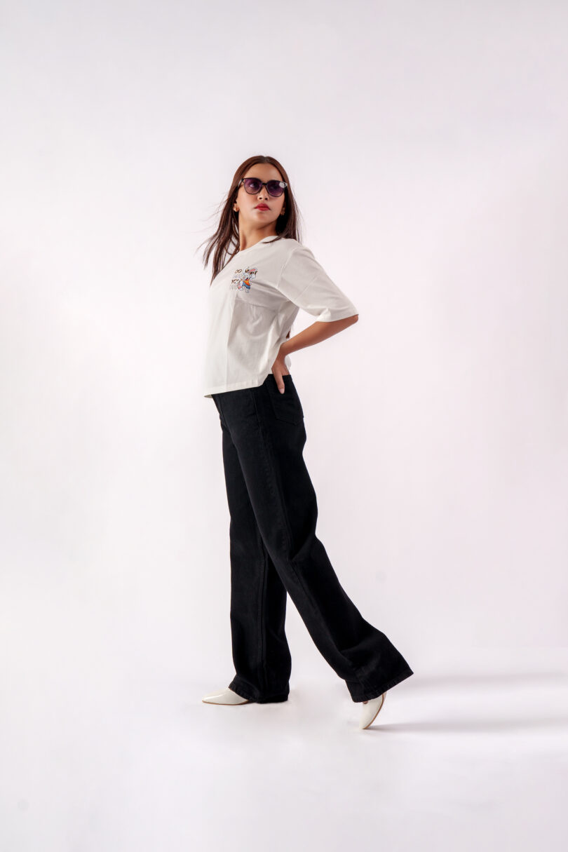 Jet Black Bootcut High-Waist Jeans - Image 2